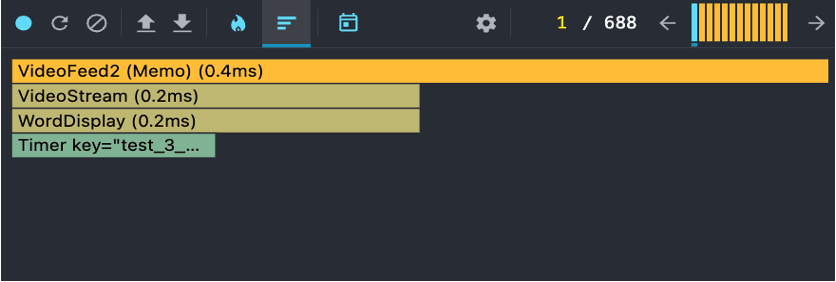 최적화 전 · React Profiler 688회 렌더링