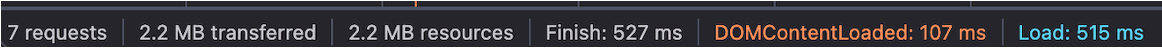 최적화 전 · 네트워크 515ms · 2.2MB